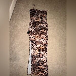 Brown and Black one shoulder dress